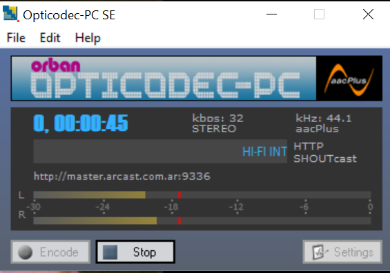 OpticodecPC-SE emitiendo